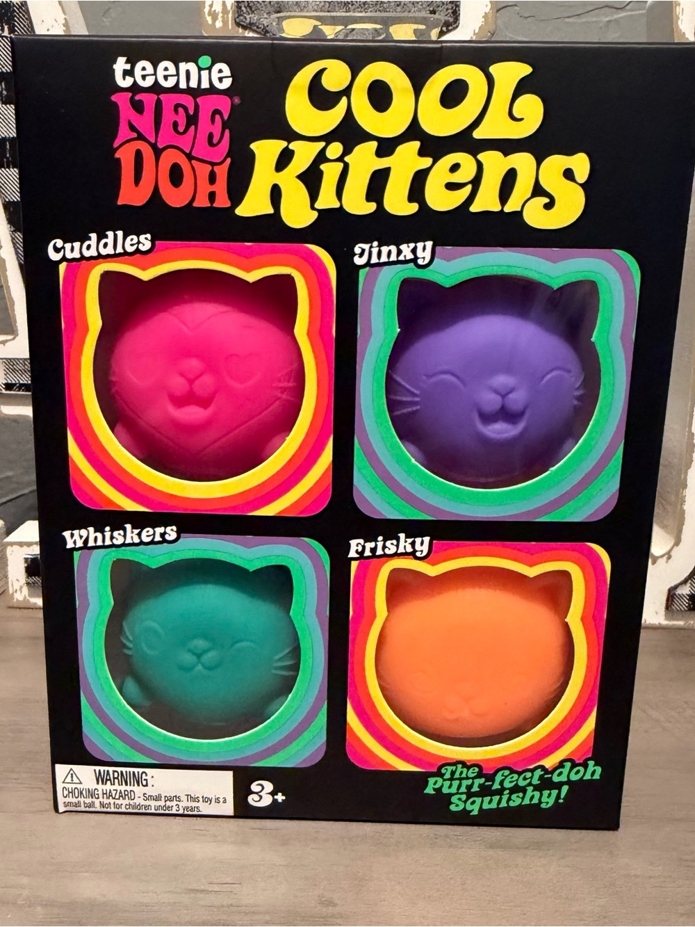 Teenie NeeDoh Cool Kittens Squishy Set - Pink, Purple, Green, Orange